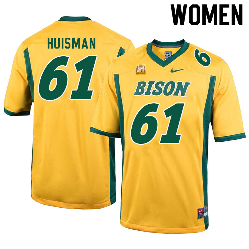 Women #61 Kody Huisman North Dakota State Bison College Football Jerseys Sale-Yellow - Click Image to Close